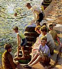 Harold Harvey Famous Paintings - Boys Bathing